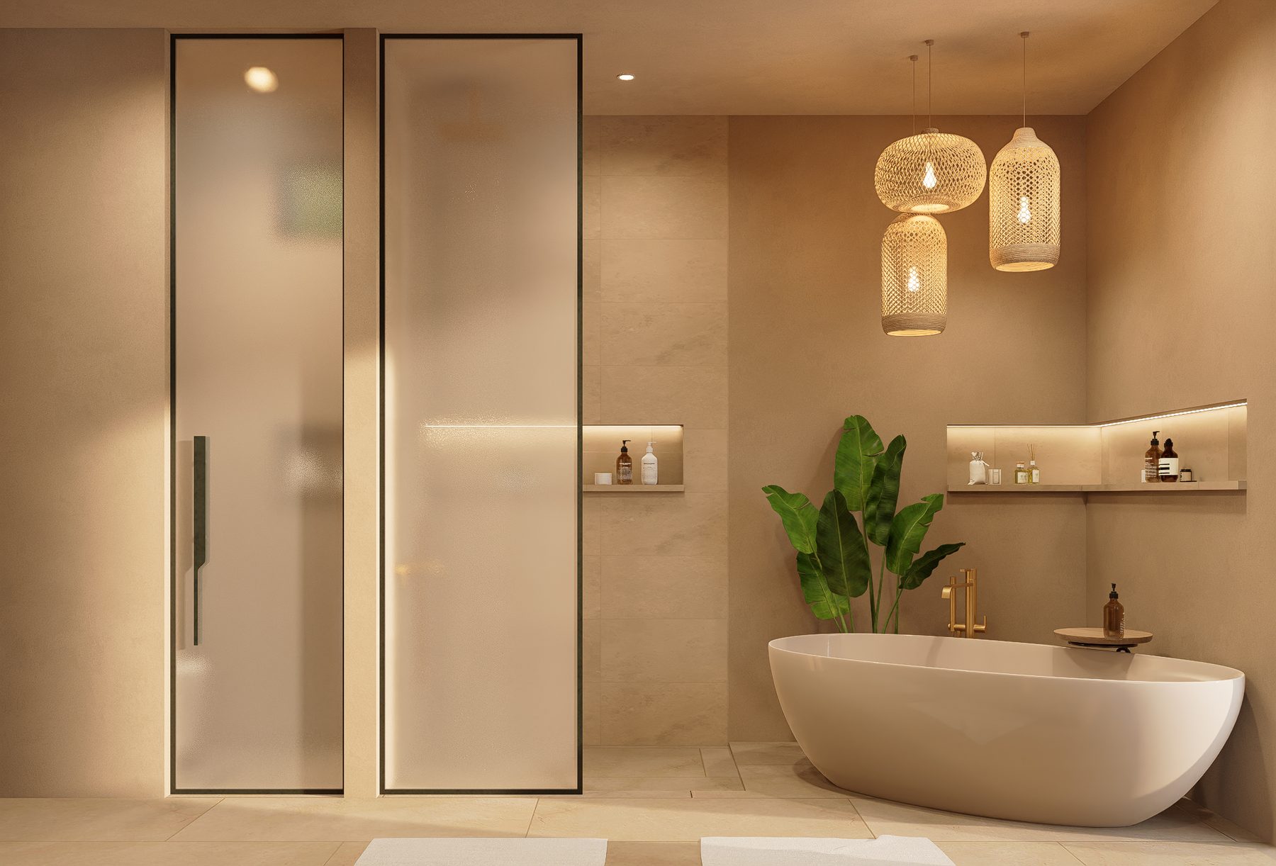 Bathroom with freestanding tub